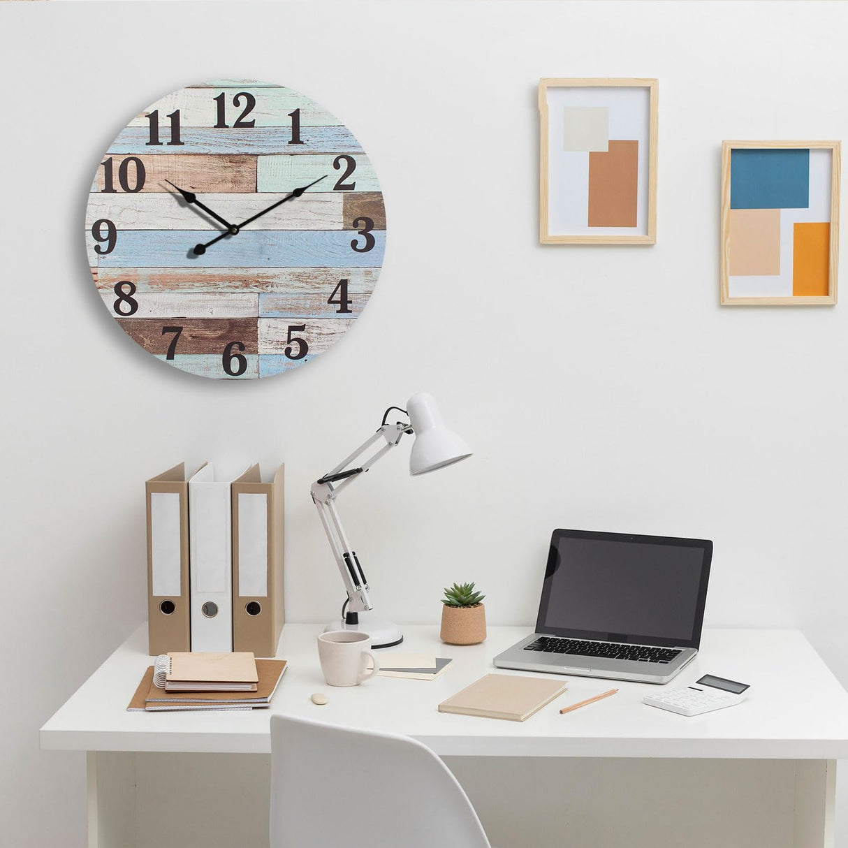 Eruner 24 Inch Blue Woodgrain Shiplap Wall Clocks for Living Room Decor, Large Farmhouse Wall Clock,Coastal Beach Nautical Style,House Warming Gifts New Home Eruner