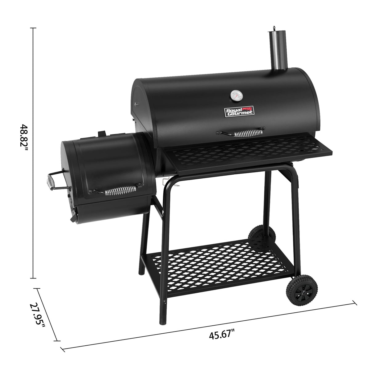 Royal Gourmet CC1830FC Charcoal Grill Offset Smoker (Grill + Cover), Black Royal Gourmet