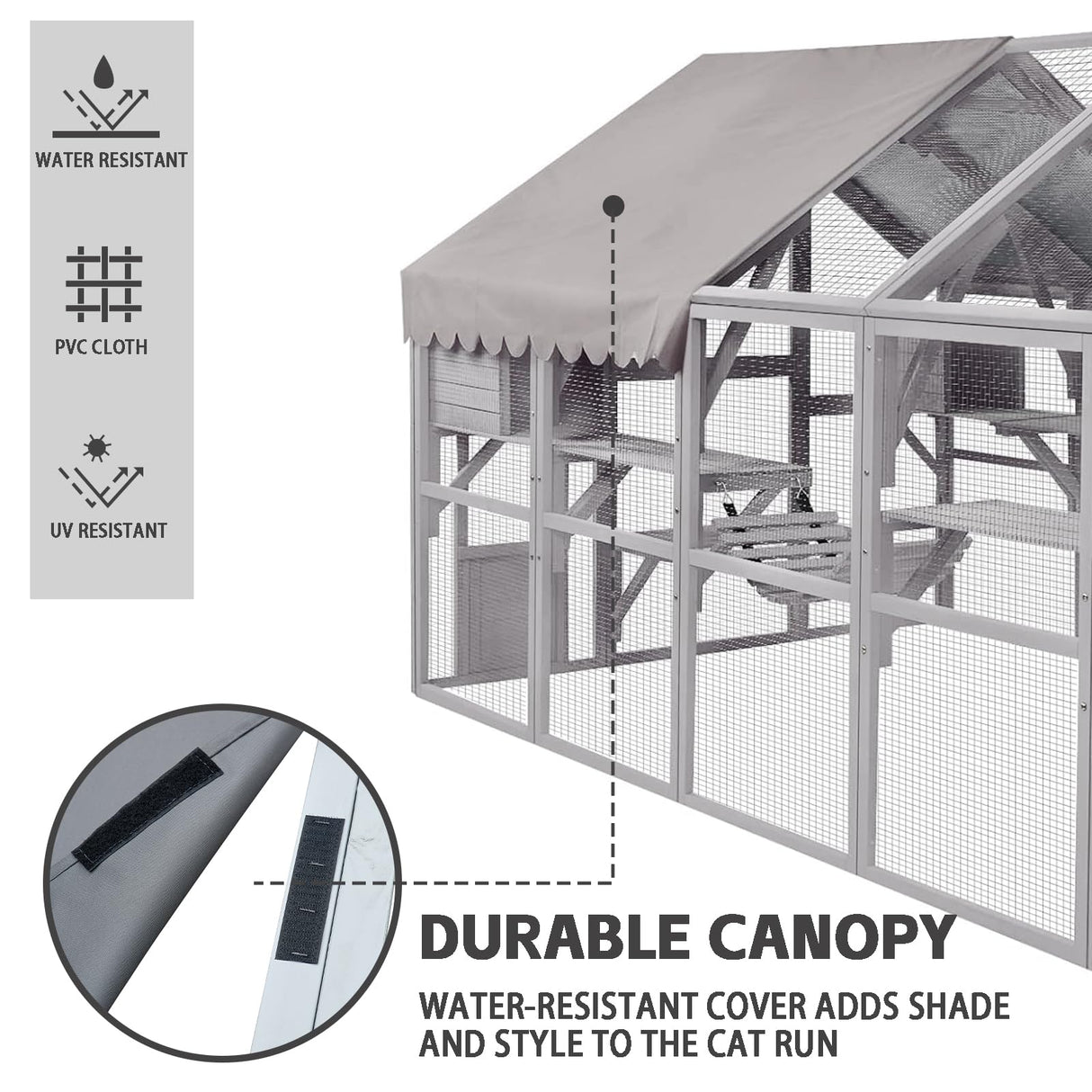 Endark Extra Large 110" Catio Outdoor Cat House Enclosure with Waterproof Cover, Multiple Platforms, Bridges, and Scratching Ramps for Safe and Fun Outdoor Exploration White Grey Endark