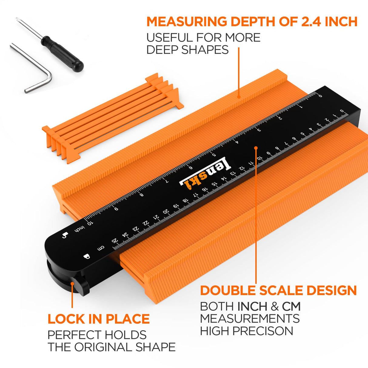Lenski Contour Gauge Tool With Lock, Super Gauge Shape and Outline Tool for Corners and Contoured, Woodworking DIY Tools for Men Husband Dad Lenski