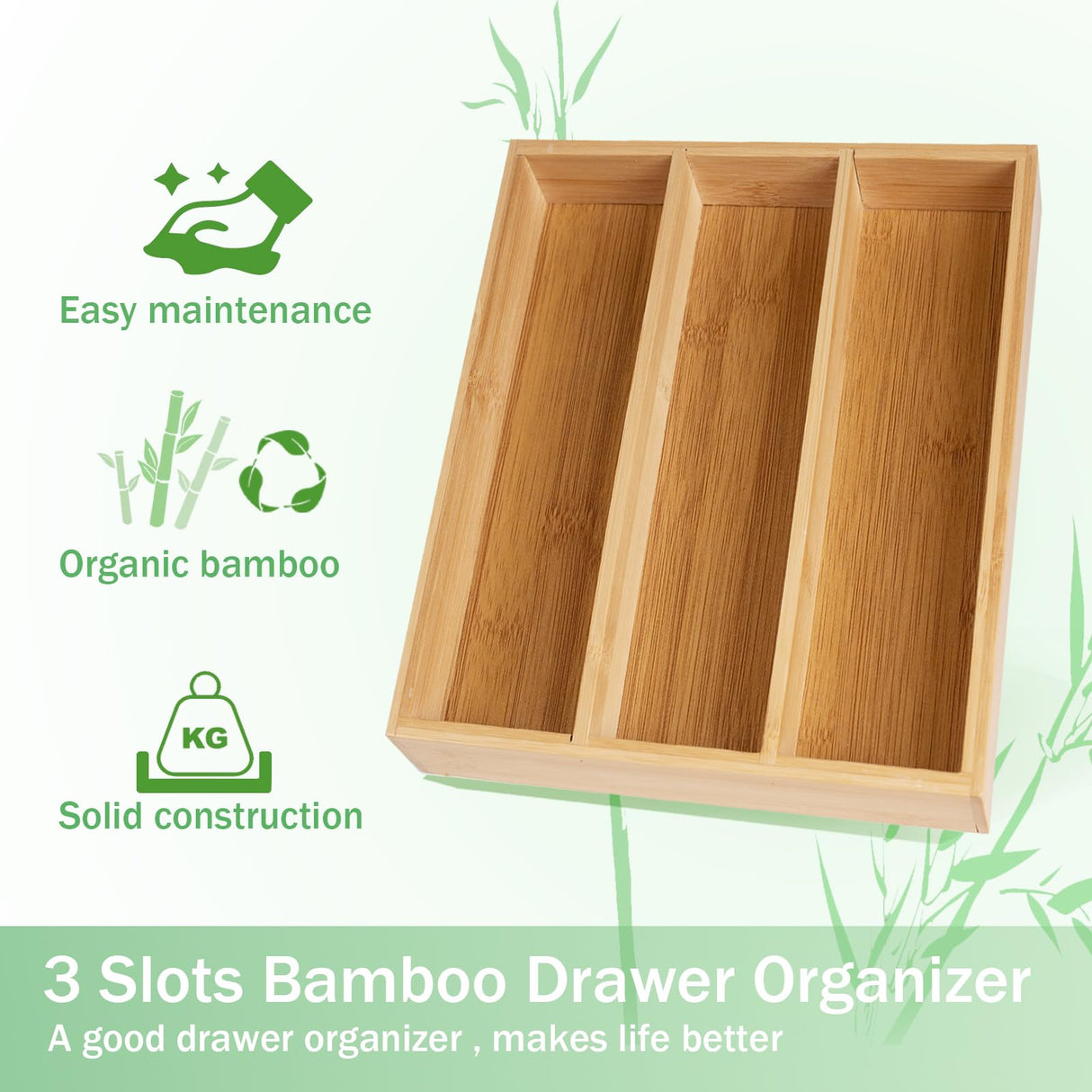 Fibogollo Silverware Organizer Bamboo Kitchen Drawer Organizer Kitchen Utensil Organizers, Flatware Organizer Tray for Flatware, Utensils(Natural) Fibogollo