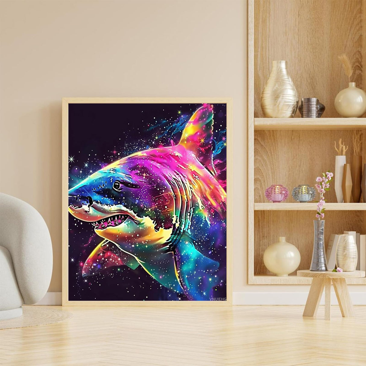 VNUIEHG Colorful Rainbow Shark DIY Paint by Numbers for Adults Sea Animals in Space DIY Oil Painting Acrylic Paint Painting Kits Canvas with Acrylic Paint Galaxy Animals Art 16x20 Inch VNUIEHG