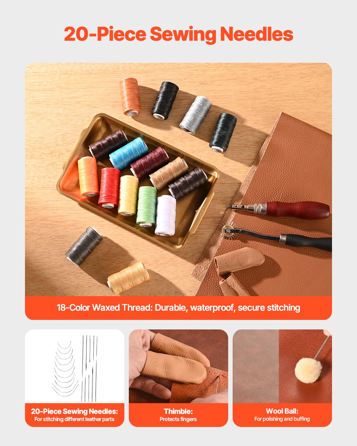 VEVOR Leather Working Tools Kit, 92 PCS Leather Craft Tools with Portable Leather Storage Bag, Engraving Punching Sewing Stamping Sanding Tools, Ideal for Beginners DIY Enthusiasts and Professionals VEVOR