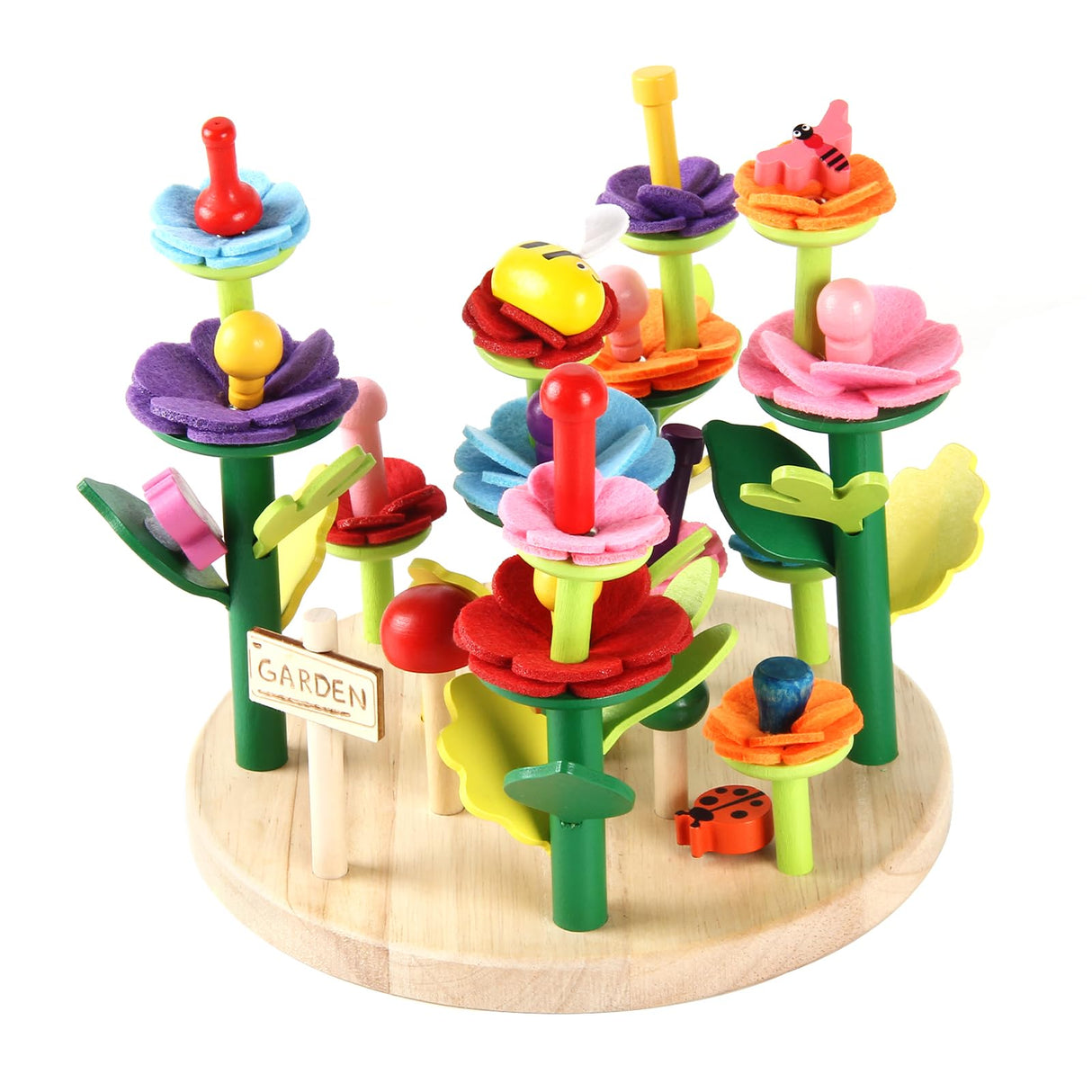 Wooden Flower Garden Building Toys for Kids, STEM Educational Activity Preschool Kit Gift for Boys Girls Age 3 4 5 6 7 Years Old, Stacking Game for Toddlers Build a Bouquet Spring Gifts Gserin