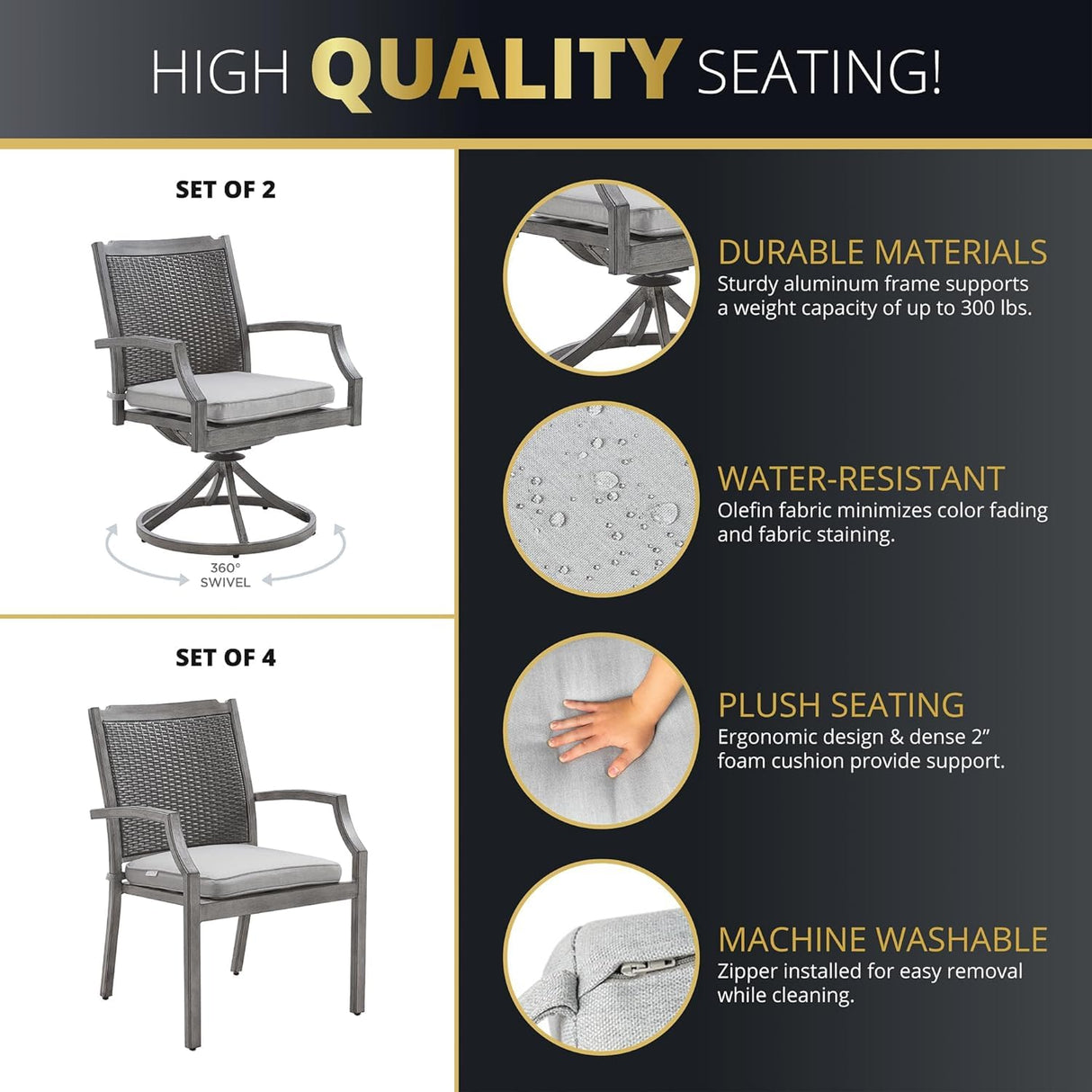 New Upgrade 7-Piece Rattan Patio Furniture Set, 76" Propane Fire Pit Table 50,000 BTU, 4 Dining & 2 Swivel Chairs Included, Cushion, CSA Certified, for Garden Backyard Outdoor Dining and Conversations Lokingrise