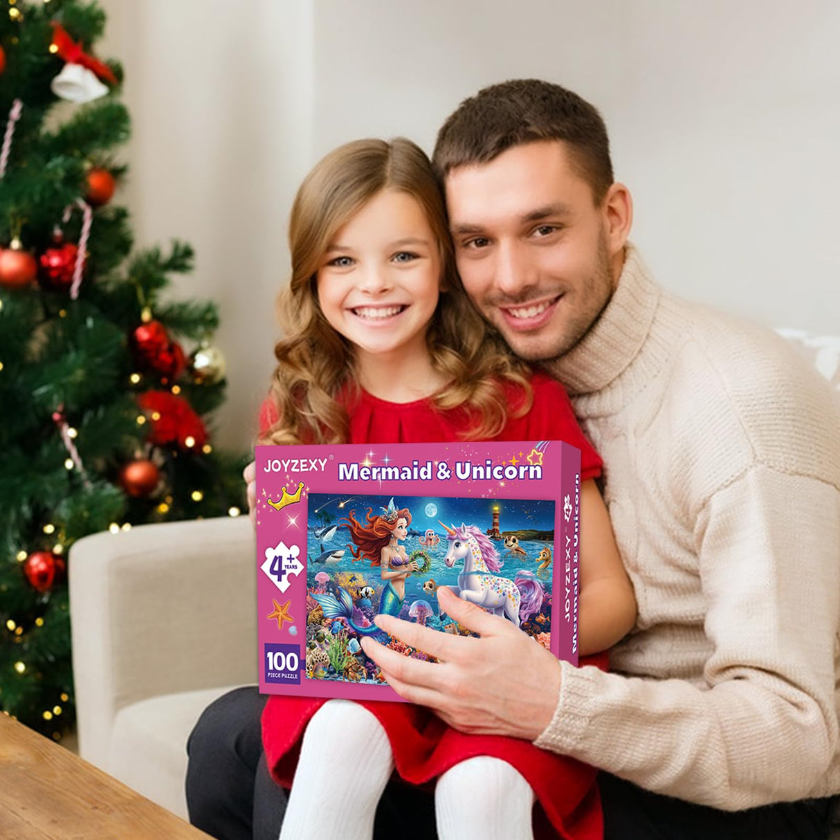 JOYZEXY 100 Piece Puzzles for Kids Ages 4-6-8, Mermaid and Unicorn Puzzles 100 Pieces for Kids, Underwater Scene Jigsaw Puzzle for Children Learning Educational Toys Gifts for Girls Boys JOYZEXY