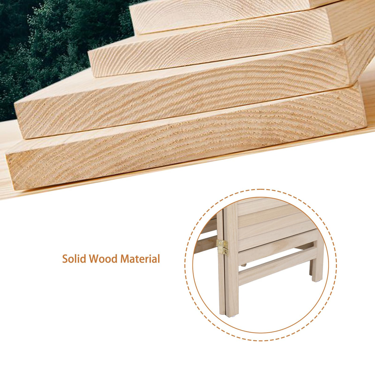 Bonnlo 6 Panels Wood Room Divider with Shelves, 6 FT Height Folding Privacy Screens, Indoor Freestanding Room Partition Wall Divider, Hinged Space Separator (Natural, 6 Panel) Bonnlo