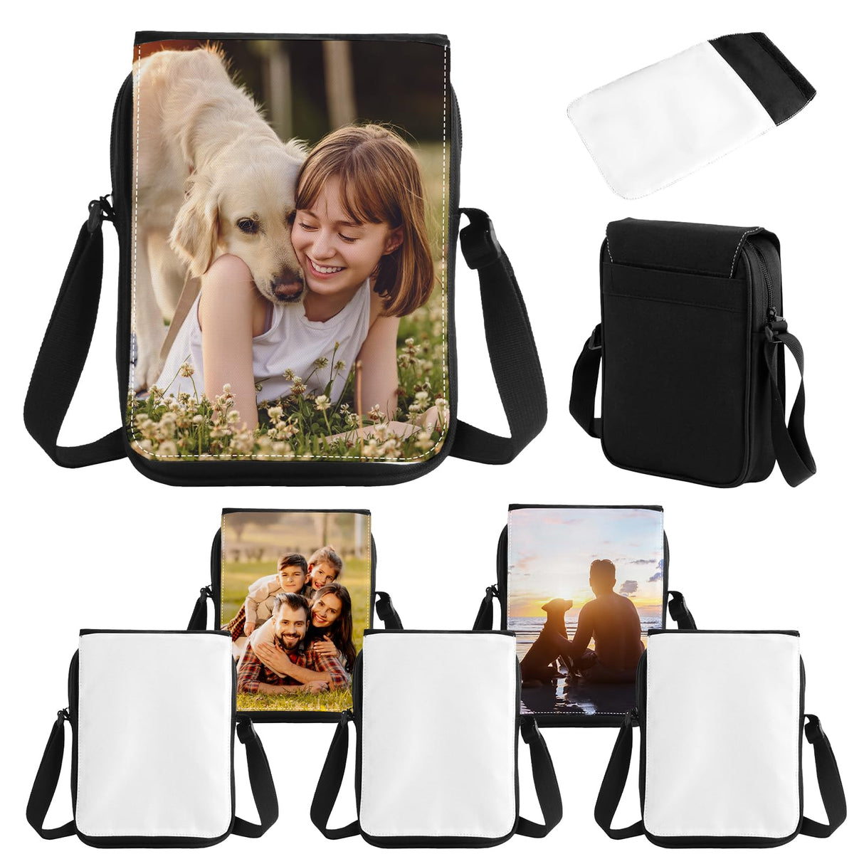 5 Pcs Sublimation Bags Blanks,Sublimation Shoulder Bag Sport Bag Crossbody Bag Blanks to Decorate Painting Crafting Sublimation DIY for Gift JACYUIG