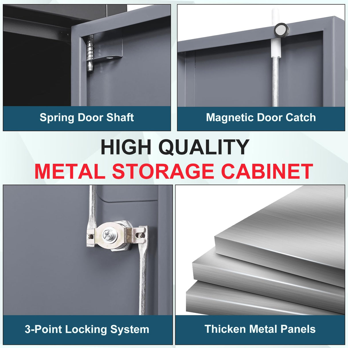 MIIIKO Metal Storage Cabinet with Locking Doors, Black Garage Storage Cabinets with 5 Adjustable Shelves MIIIKO