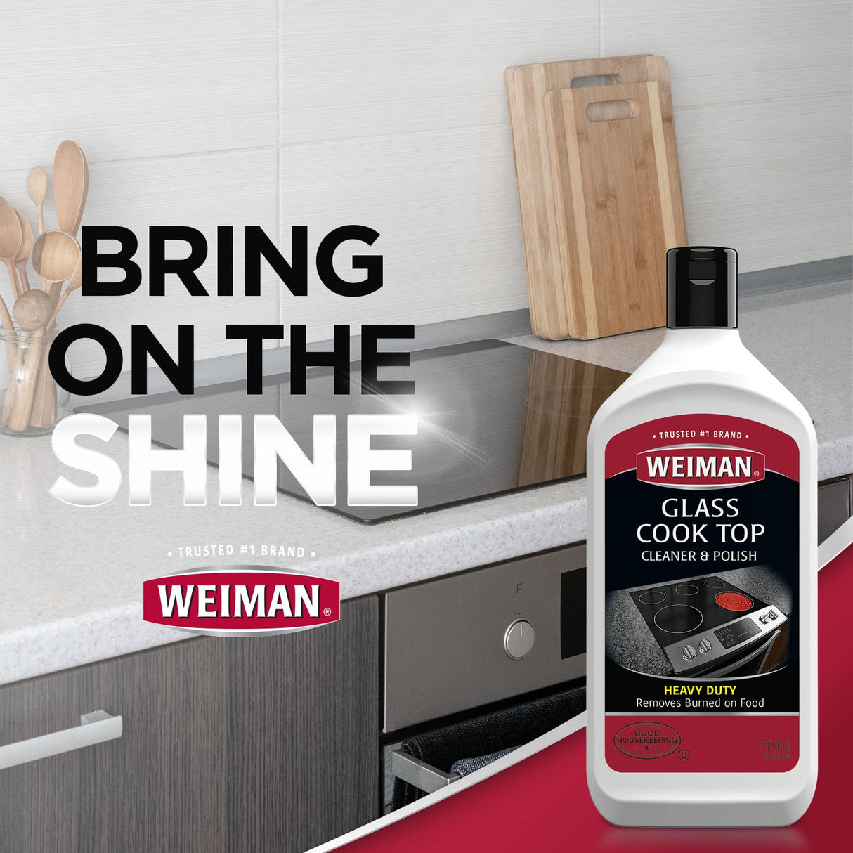 Weiman Non-Abrasive, No Scratch Induction Glass Ceramic Stove Cooktop Heavy Duty Cleaner and Polish, 20 Ounce Weiman