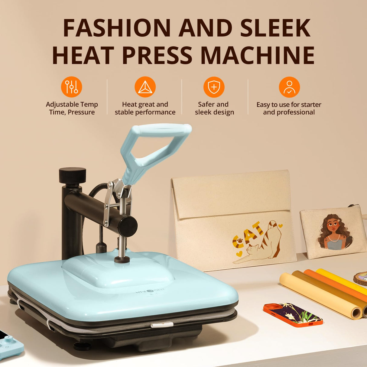 HTVRONT Heat Press Machine for T-Shirts, Heat Press 15 x 15 Professional Heats Up Fast & Distribute Heat Evenly, Swing Away T-Shirt Press Machine for HTV, Sublimation, Heat Transfer Projects (Blue) HTVRONT