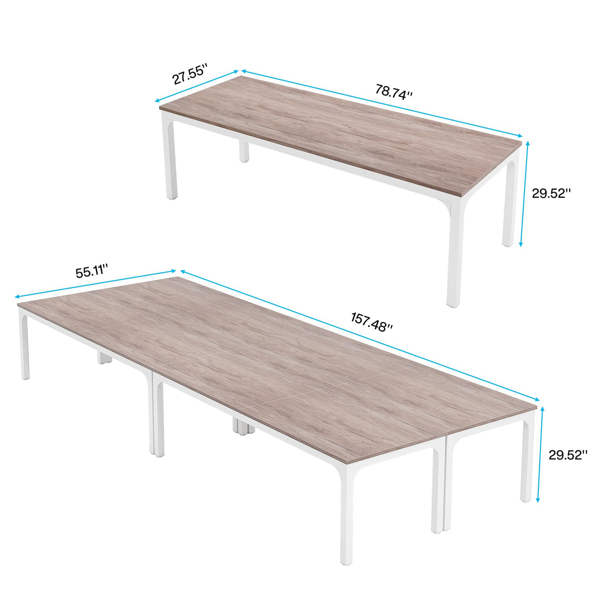 LITTLE TREE 13FT Conference Room Table, Large Rectangle Meeting Seminar Tables for 12-20 Person, Extra Long Business Tables for Office LITTLE TREE