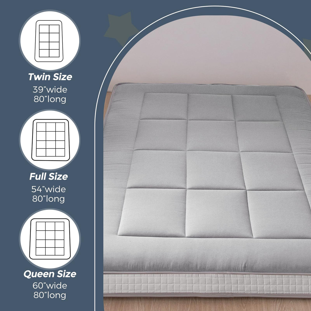 MAXYOYO Brand 6" Full Mattress, Grey, Medium, Floor Futon Mattress with Upgraded High-Density Base Support Foam, Includes Dustproof Cover & Straps MAXYOYO