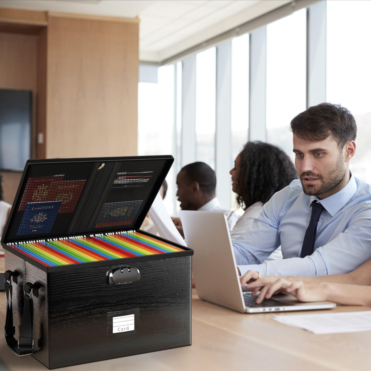 ROSONG Fireproof Document Box File Organizer - Portable Locking Filing Storage Box with Handle Waterproof for Hanging Letter/Legal Folder Important Document ROSONG