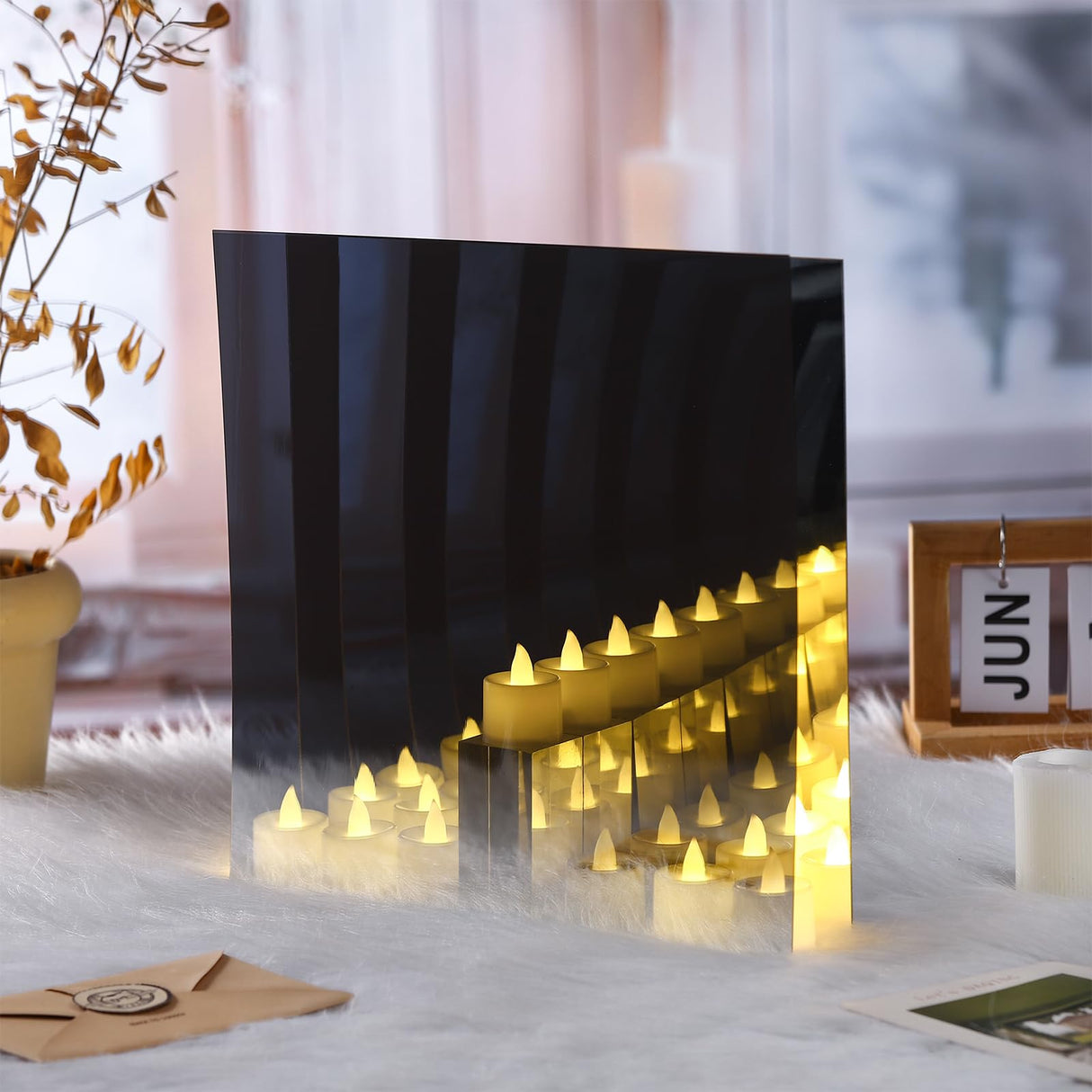 Yookeer 3 Pcs Two Way Mirror Glass, 12x12x0.04 Inch Acrylic Mirror Sheet See Through Mirror Infinity Mirror for Magic Mirror Project, 30% Transparent Yookeer