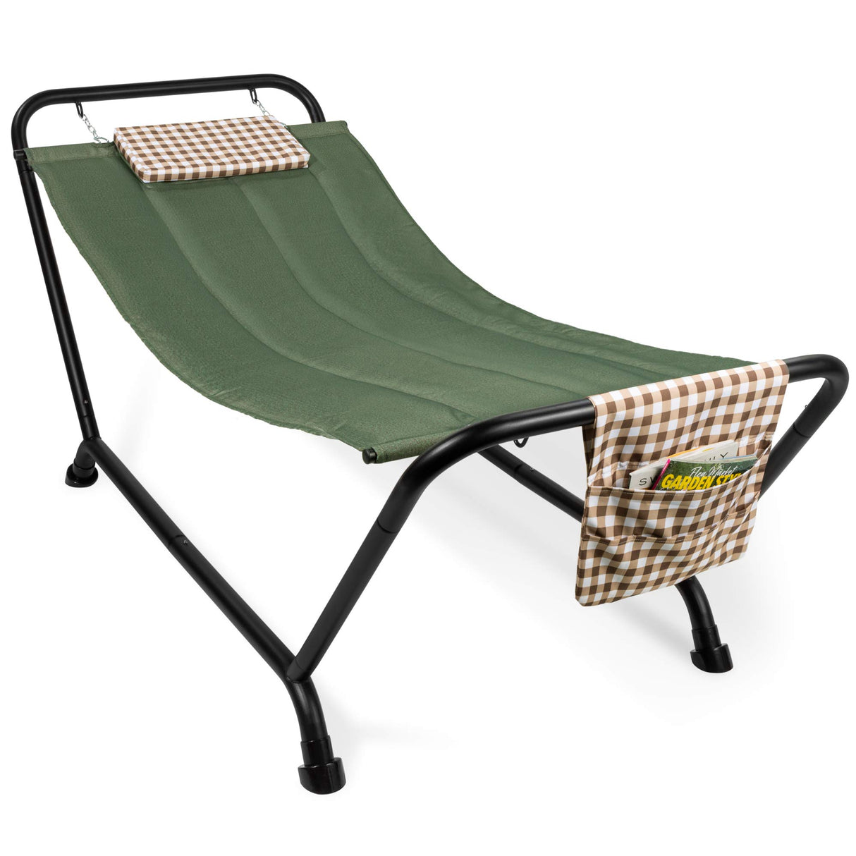 Best Choice Products Outdoor Hammock Bed with Stand for Patio, Backyard, Garden, Poolside w/Weather-Resistant Polyester, 500LB Weight Capacity, Pillow, Storage Pockets - Green Best Choice Products