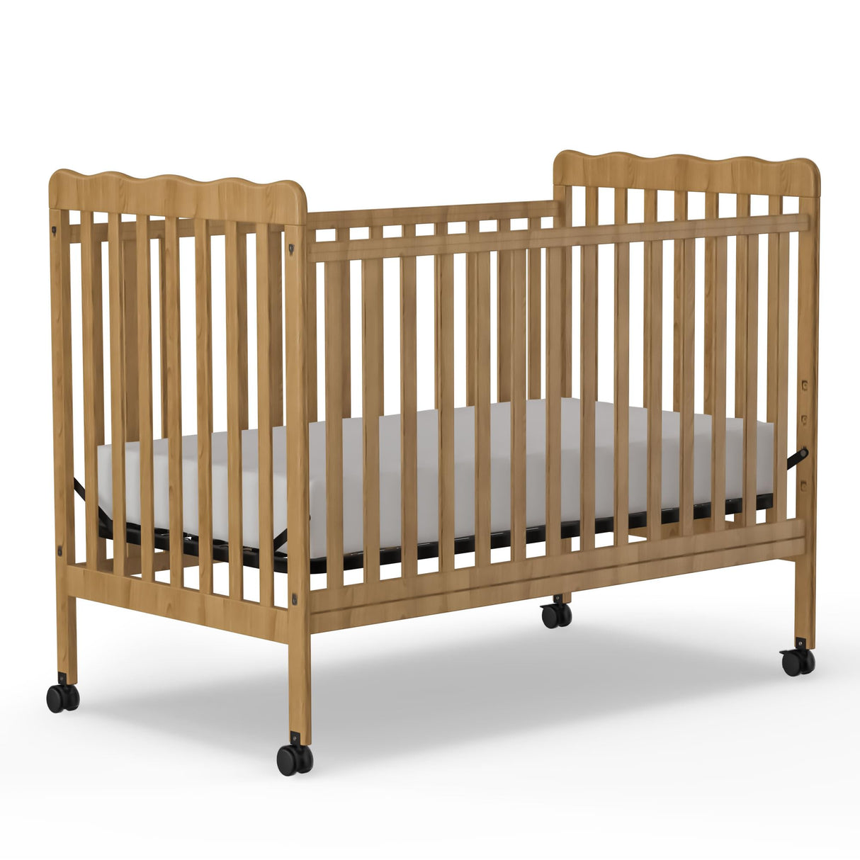 Saylike Baby Crib, 3-in-1 Convertible Crib Wood Full Size Toddler Bed with Locking Wheels for Nursery Furniture, Non-Toxic Finish (Natural) Saylike