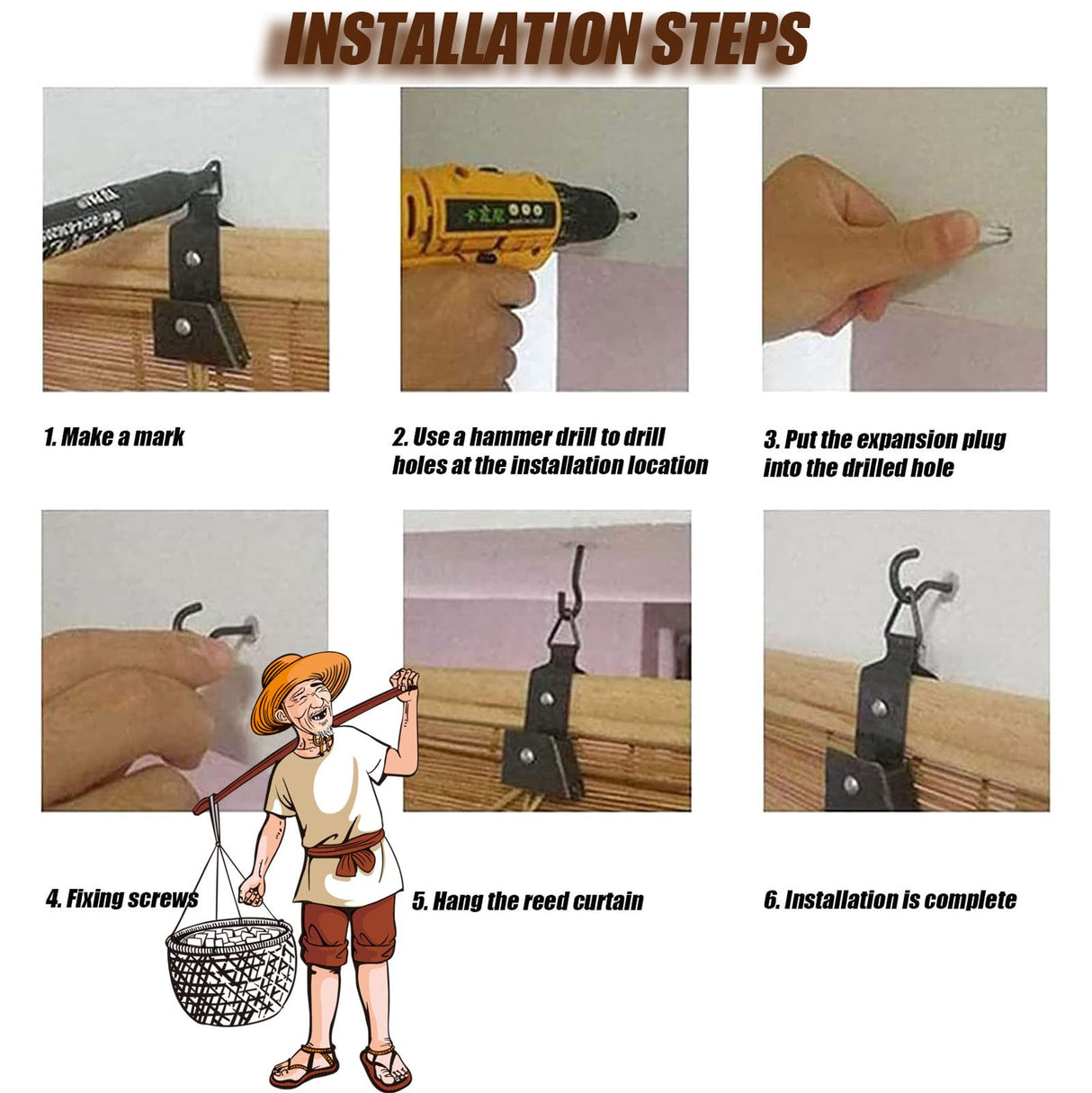 Reed Shades Bamboo Roll Up Shades Bamboo Roll Up Blinds Bamboo Roller Blinds, Retro Bamboo Shades Outdoor Bamboo Shades Blinds with Lift for Indoor/Outdoor Privacy 25×72in(W×H) White OCAZI