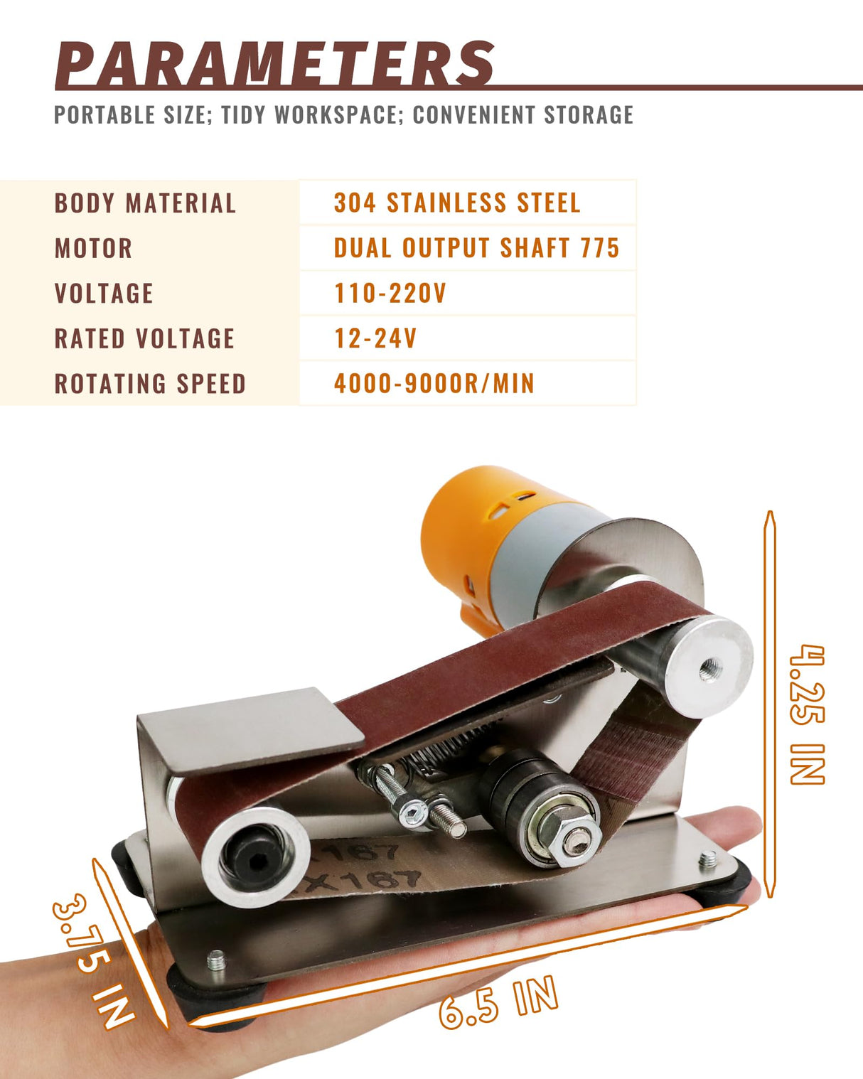 Blissthrill Mini Belt Sander, Electric Spindle Sander, 15° belt sander for knife making, 7 Adjustable Speed Knife Polishing Kit, Power Belt Sanders for Metal Working, DIY (6.5 Inch Mini Belt Sander) Blissthrill