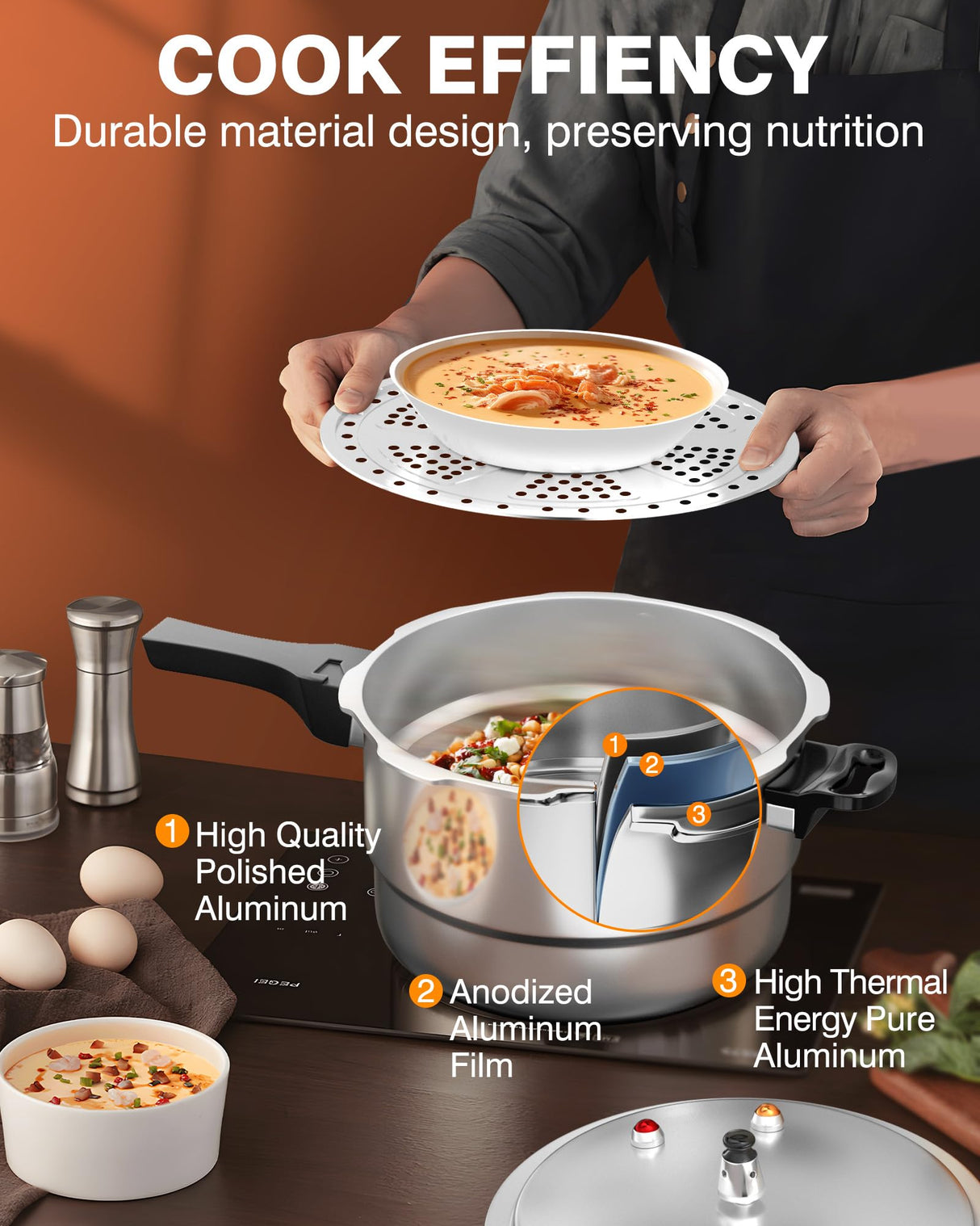 WantJoin 10Qt Aluminum Pressure Cooker w/Release Valve & Multiple Protective Devices,Pressure Canner Compatible with Gas & Induction Cooker,Canner Rack Included WantJoin