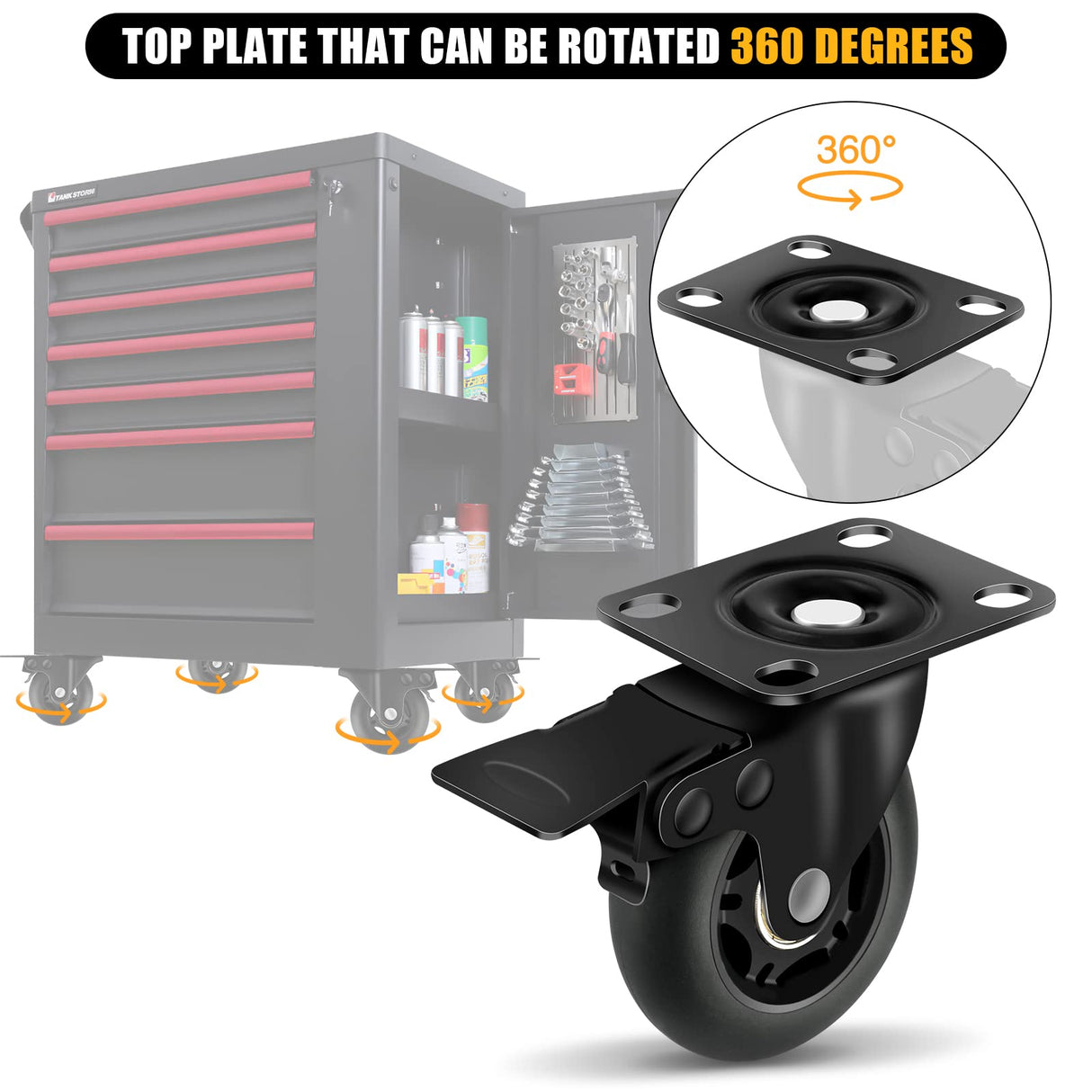 Apllamo 3" Casters Set of 4 ,4 Heavy Duty Quiet Casters, Max Load 2000LBS. Suitable to do Soft Wheels for cart, Glide Quietly and Protect The Floor, casters Set of 4 Heavy Duty. Apllamo