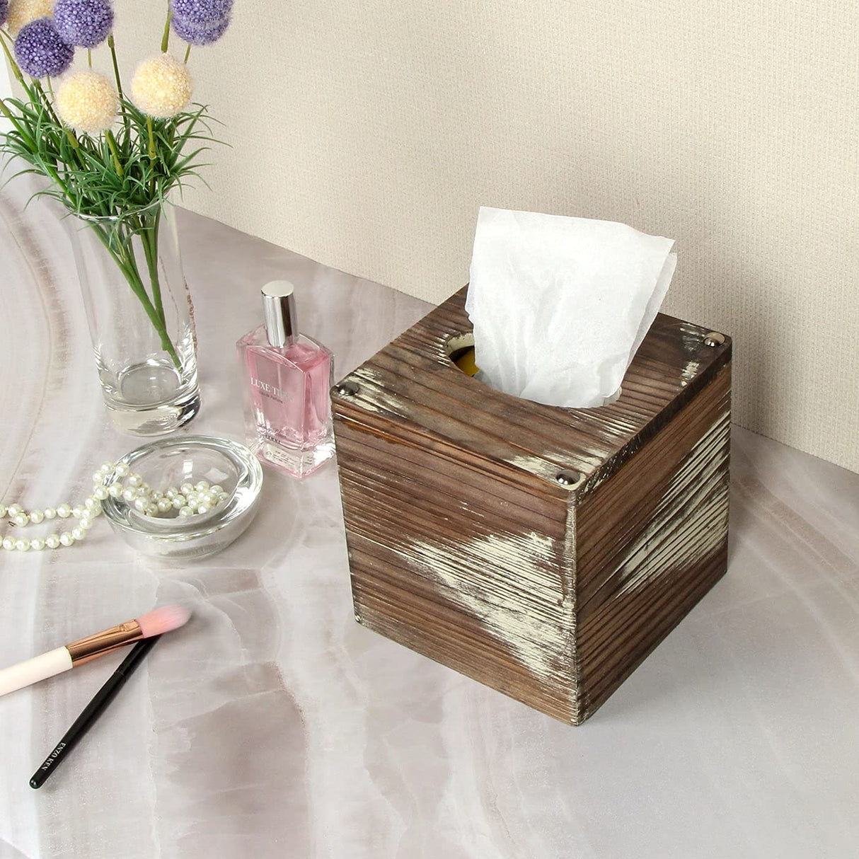 J JACKCUBE DESIGN Rustic Tissue Box Cover 2 Pack Napkin Case Cube Holder Farmhouse and Modern Décor for Kitchen Bathroom Office Living Room - MK554A J JACKCUBE DESIGN