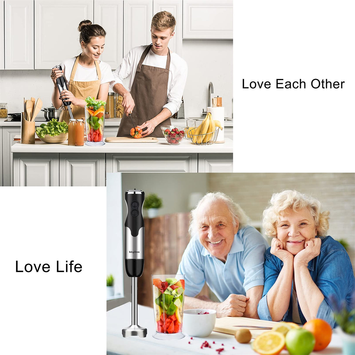 Keylitos 5 in1 Immersion Hand Blender, Powerful 12 Speed Handheld Stick Blender with 304 Stainless Steel Blades, Chopper, Beaker, Whisk and Milk Frother for Smoothie, Baby Food, Sauces Red,Puree, Soup Keylitos