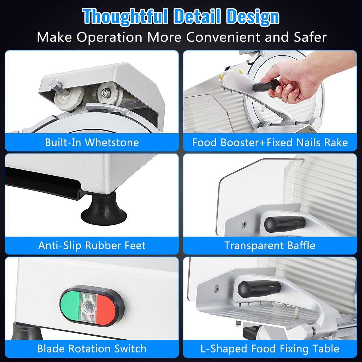 240W Meat Slicer, Electric Food Slicer with 10" Round Blade and Built-in Sharpening Stone, Adjustable Thickness Meat Slicer for Home and Commercial Use to Cuts Meat, Bread and Cheese. TROPOW