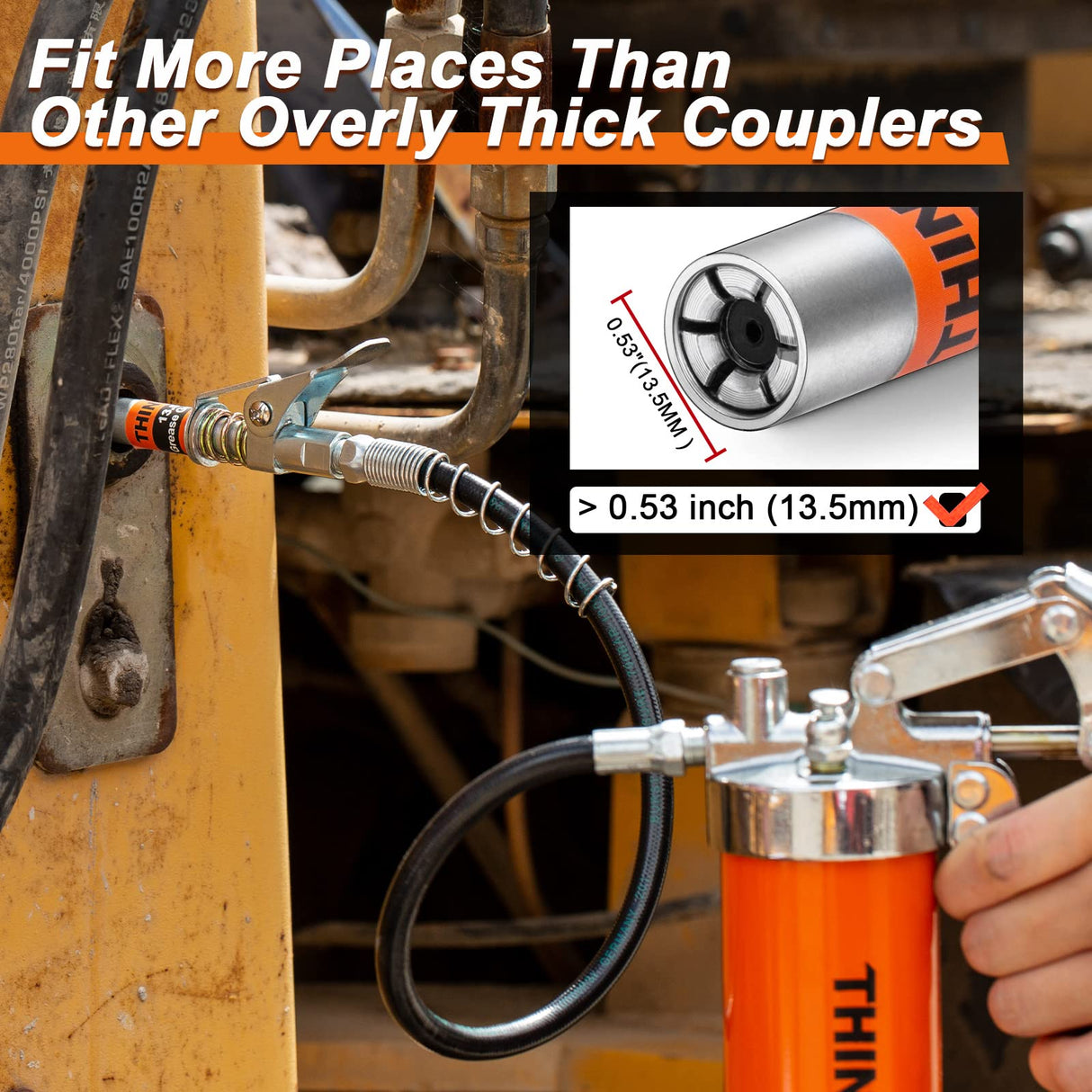 THINKWORK Grease Gun Coupler Set, Strong Lock on Greases Gun Couplers with 90° Grease Coupler Adaptor,12000 PSI Quick Release Grease Coupler Compatible with All Grease Guns 1/8" NPT Grease Gun Fitting THINKWORK