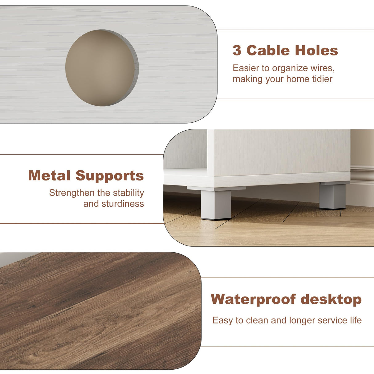 IDEALHOUSE 70 Inch TV Stand, Rustic Entertainment Center with Corrugated Glass Cabinet Doors, Media Console with Open Shelves, TV Stands for Living Room - White & Dark Brown IDEALHOUSE