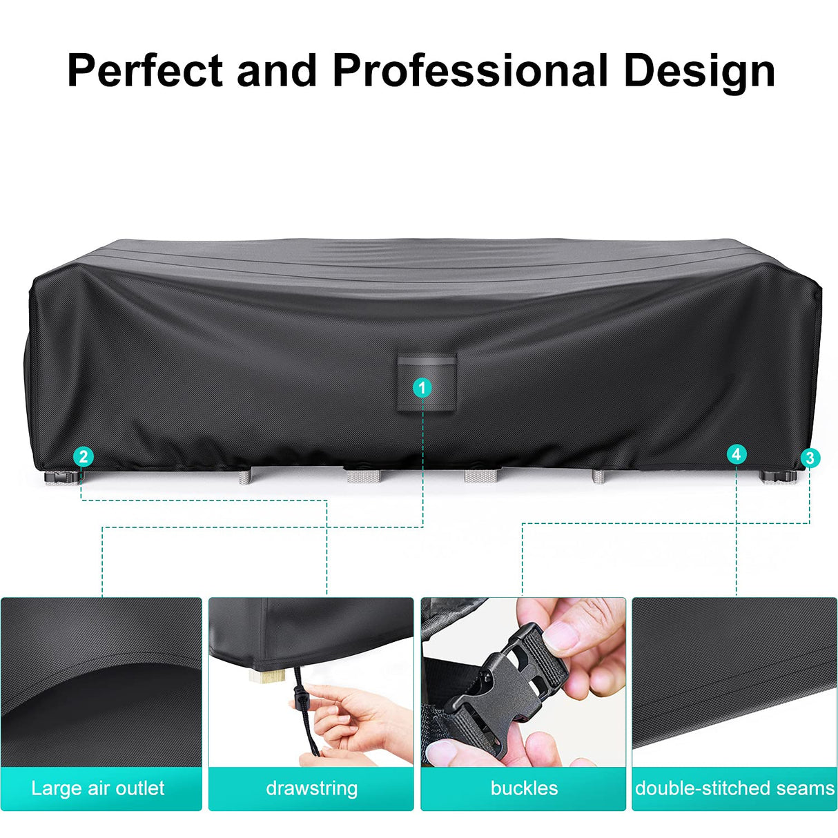 BROSYDA Patio Furniture Covers, Heavy Duty Outdoor Furniture Cover Waterproof, Sectional Sofa Set Covers Table and Chair Set Covers 108" L × 82" W × 28" H BROSYDA