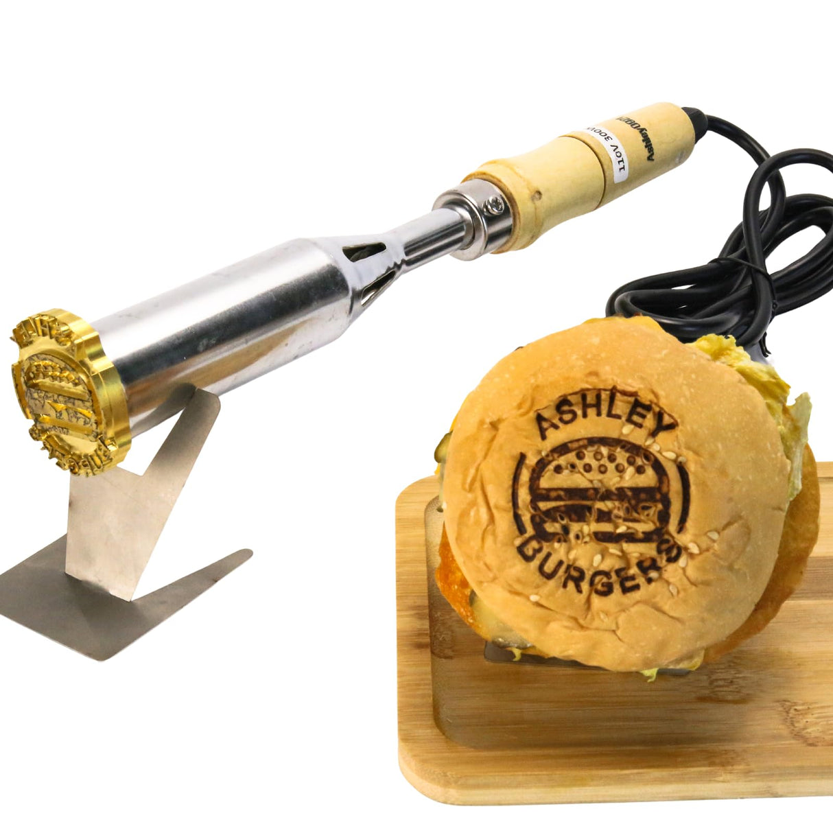 Custom Branding Iron for Food, Leather, and Wood - Personalised Burger Bun Stamp by Ashley0921 Ashley0921-custom personalized stamps-