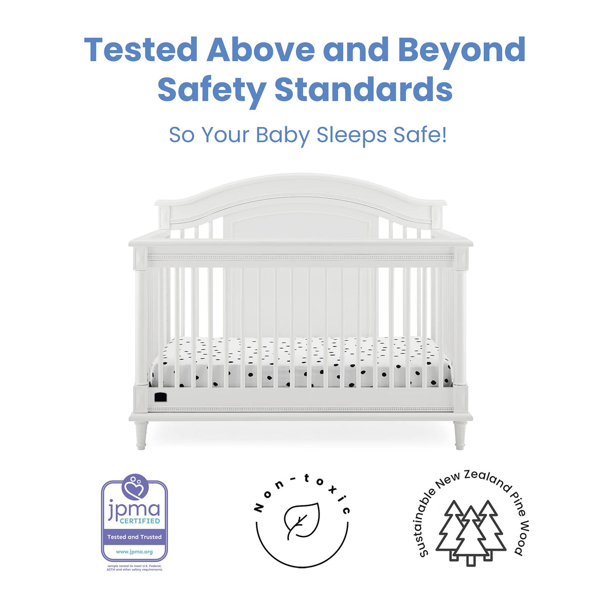 Delta Children Simmons Kids Juliette 6-in-1 Convertible Crib with Toddler Rail, Greenguard Gold Certified, Bianca White Delta Children