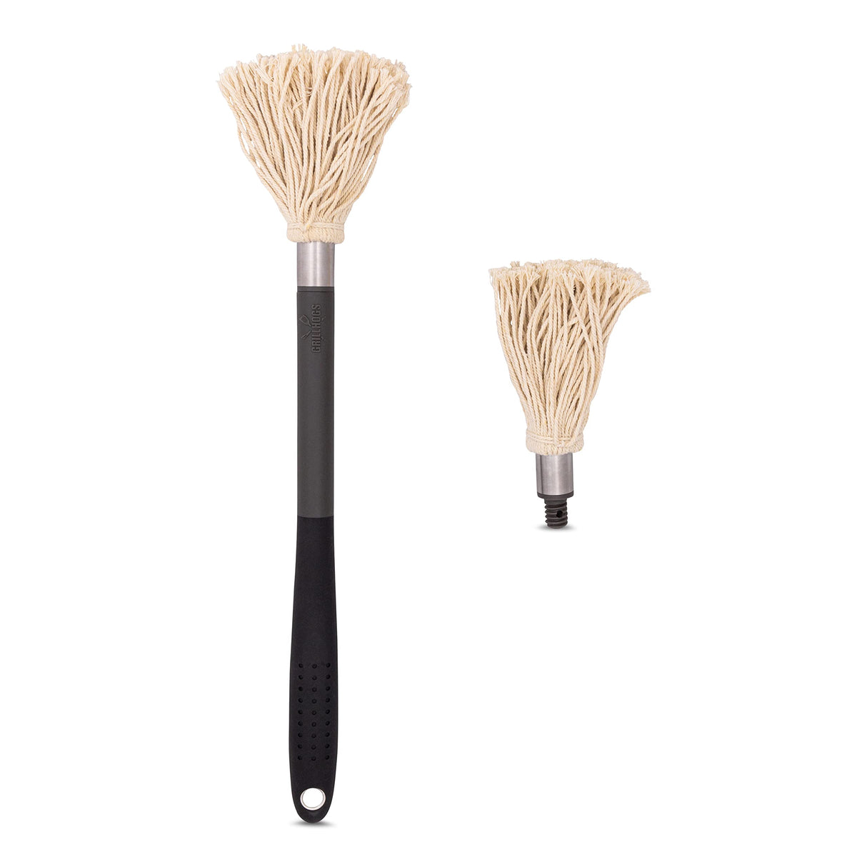 GRILLHOGS 18" Basting Mop - BBQ Mop Brushes for Sauce, Extra-Absorbent Double Head, Ergonomic Insulated Soft Grip Handle, Dishwasher Safe BBQ Grill Brush & Sauce Brush GRILLHOGS