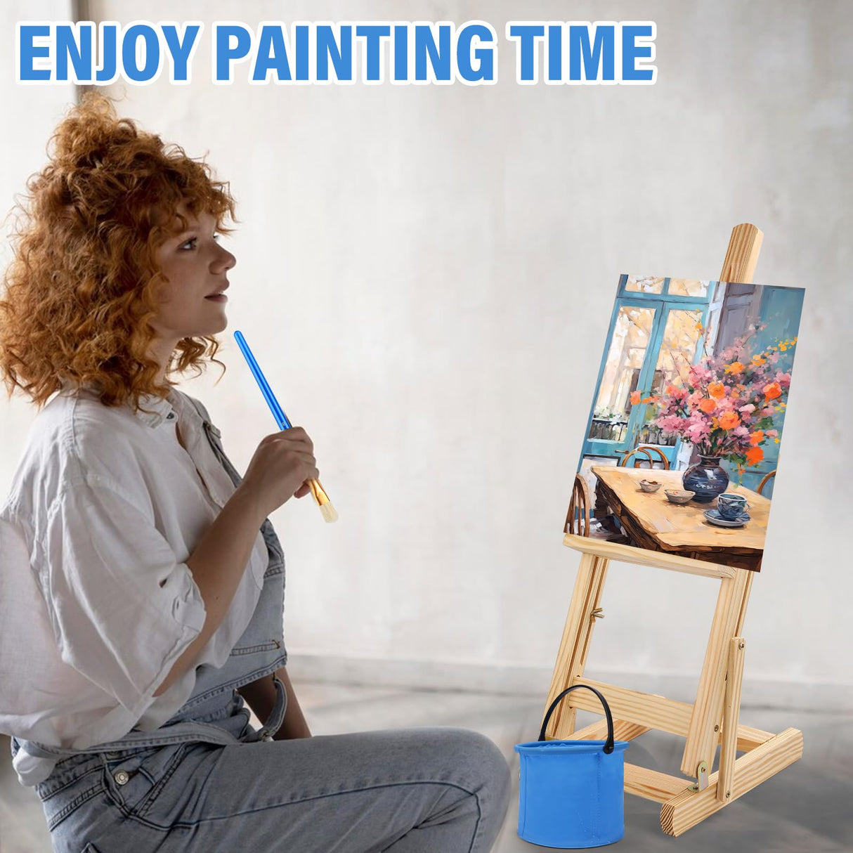 ESRICH 122PCS Professional Painting Set with 1 Wood Easel,72Colors (24 Acrylic Paint, 24 Watercolor,24 Oil) Paint Set, Brushes, Canvases, Painting Supplies Kit for Kids,Students, Artists and Beginner ESRICH