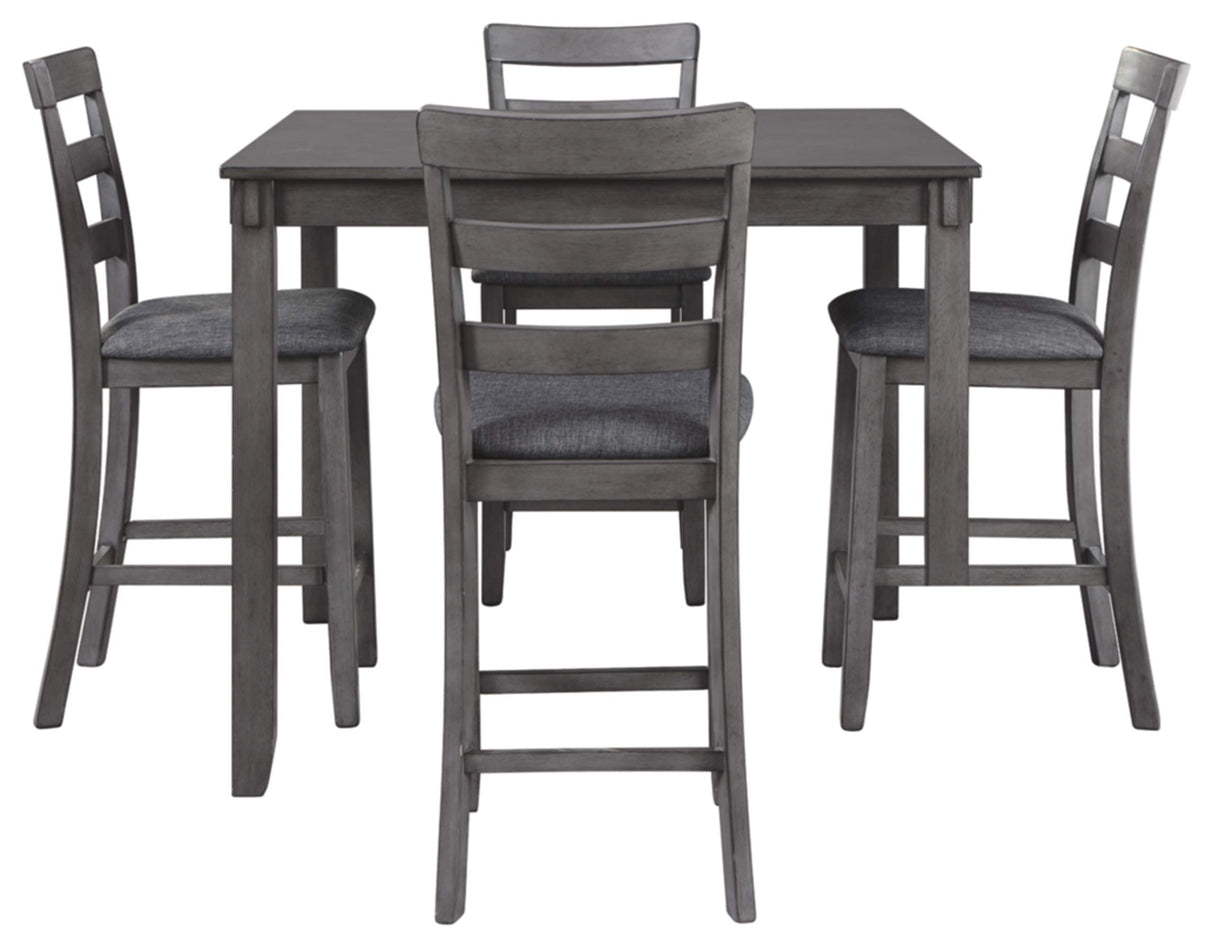 Signature Design by Ashley Bridson 5 Piece Counter Height Dining Room Set, Includes Table & 4 Bar Stools, Gray Signature Design by Ashley