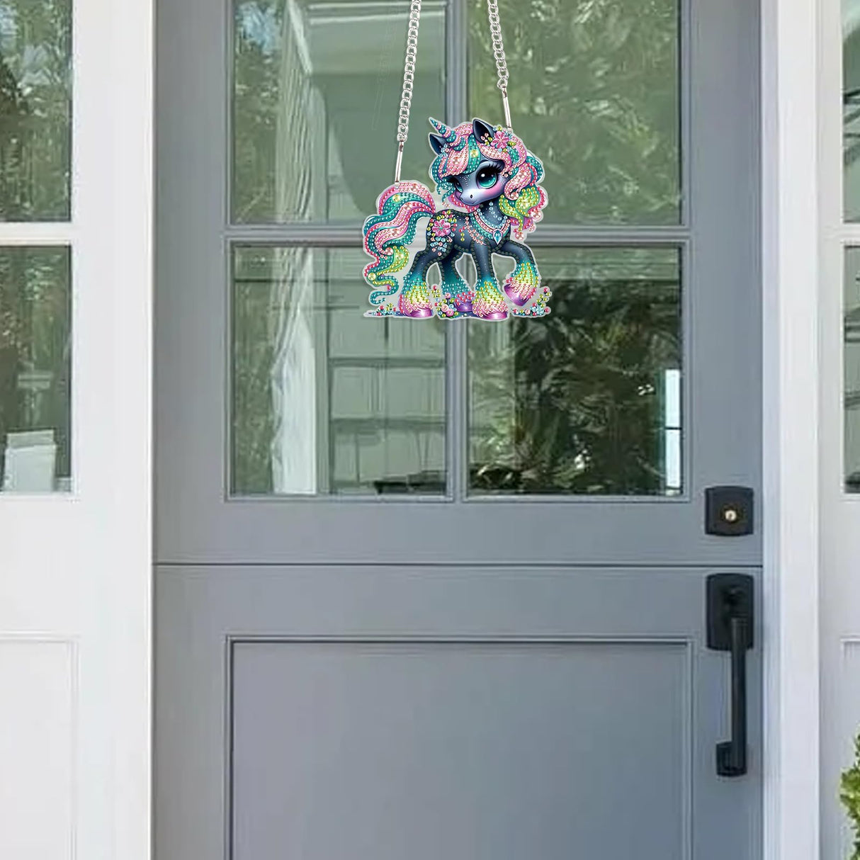 JISHSHAY Diamond Painting Pendant 5D DIY Unicorn Diamond Art Wind Chime Special Shaped Crystal Crystal Suncatcher Garden Wind Chimes Wind Chimes Outdoor Garden Diamond Art Keyrings Garden Chimes JISHSHAY