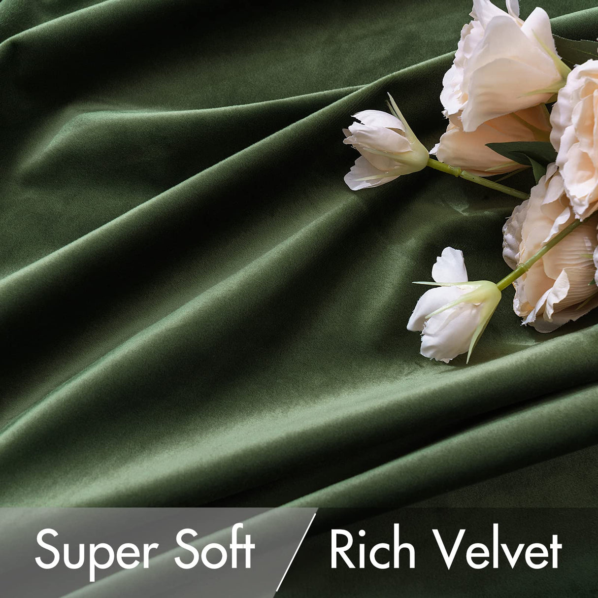 MIULEE Velvet Curtains 108 inches Long 2 Panels - Luxury Blackout Curtains for Bedroom Living Room Thermal Insulated Super Soft Window Drapes Rod Pocket & Back Tab, Olive Green MIULEE