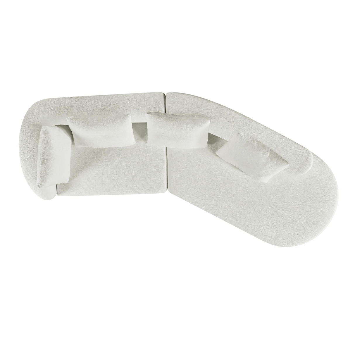 GDFStudio 116" Modern Curved Sectional Sofa with Chaise Lounge,Pearl Upholstered Fully Compressed Sponge Couch,2 Pcs Set,Right Hand Facing,Fully Assembled Lounge Seating for Living Room,Beige GDFStudio