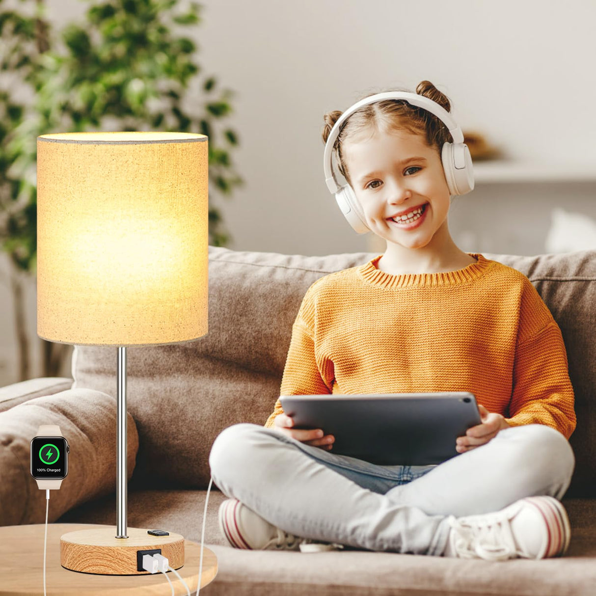 𝟮𝟬𝟮𝟯 𝗡𝗘𝗪 Touch Wood Table Lamps Set of 2, Bedroom Lamps with 2 USB & AC Outlet, 3-Way Dimmable Bedside Nightstand Lamps for Bedroom Living Room Nursery, 800 Lumens 2700K Bulbs Included Lynnoland