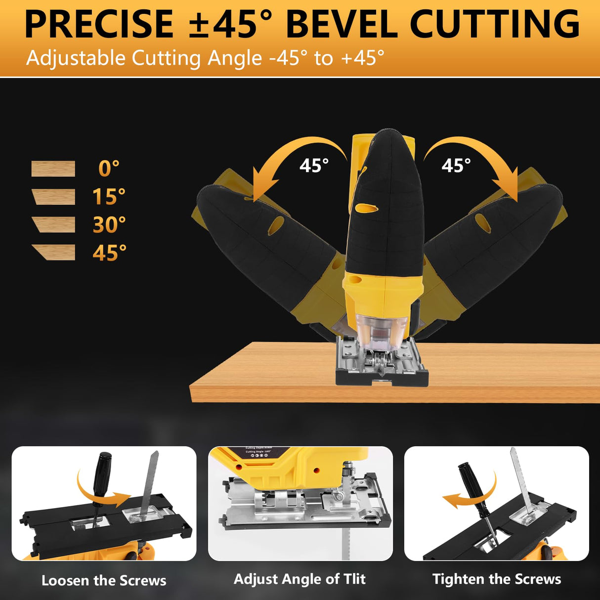 Jig Saw for Dewalt 18V/20V Max Battery, Cordless Jigsaw Tool Brushless Motor, Up To 2900 RPM, 45 Degree Beveled Cuts, LED Light for 4 Curve Cuttings, Plastic Box Include for Easy Carry (No Battery) Labfintom