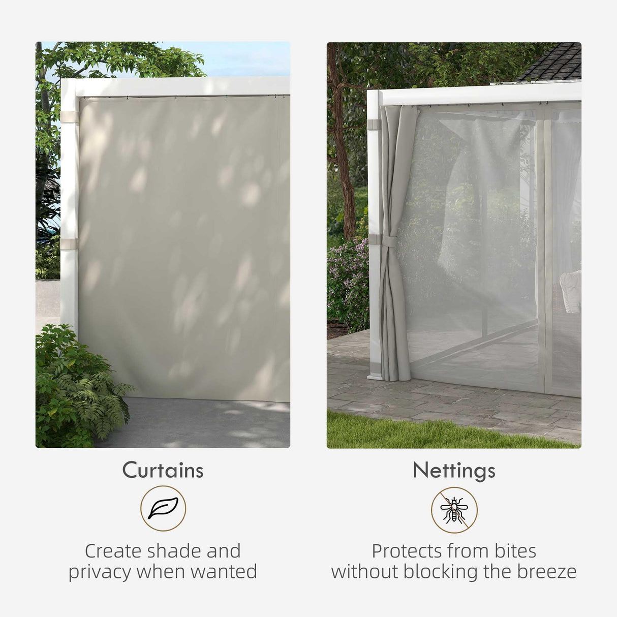 Outsunny 12' x 19' Louvered Pergola Hardtop Gazebo with Adjustable Aluminum Roof and Frame, Outdoor Pergola with Curtains and Netting, for Garden, Lawn, Backyard, and Deck, White Outsunny