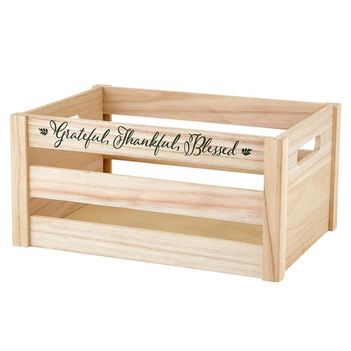 Storage Boxes - Heartfelt Collection - Set of 2 Farmhouse Style Nesting Wood Storage Crates, Small and Large, Grateful Heartfelt Collection
