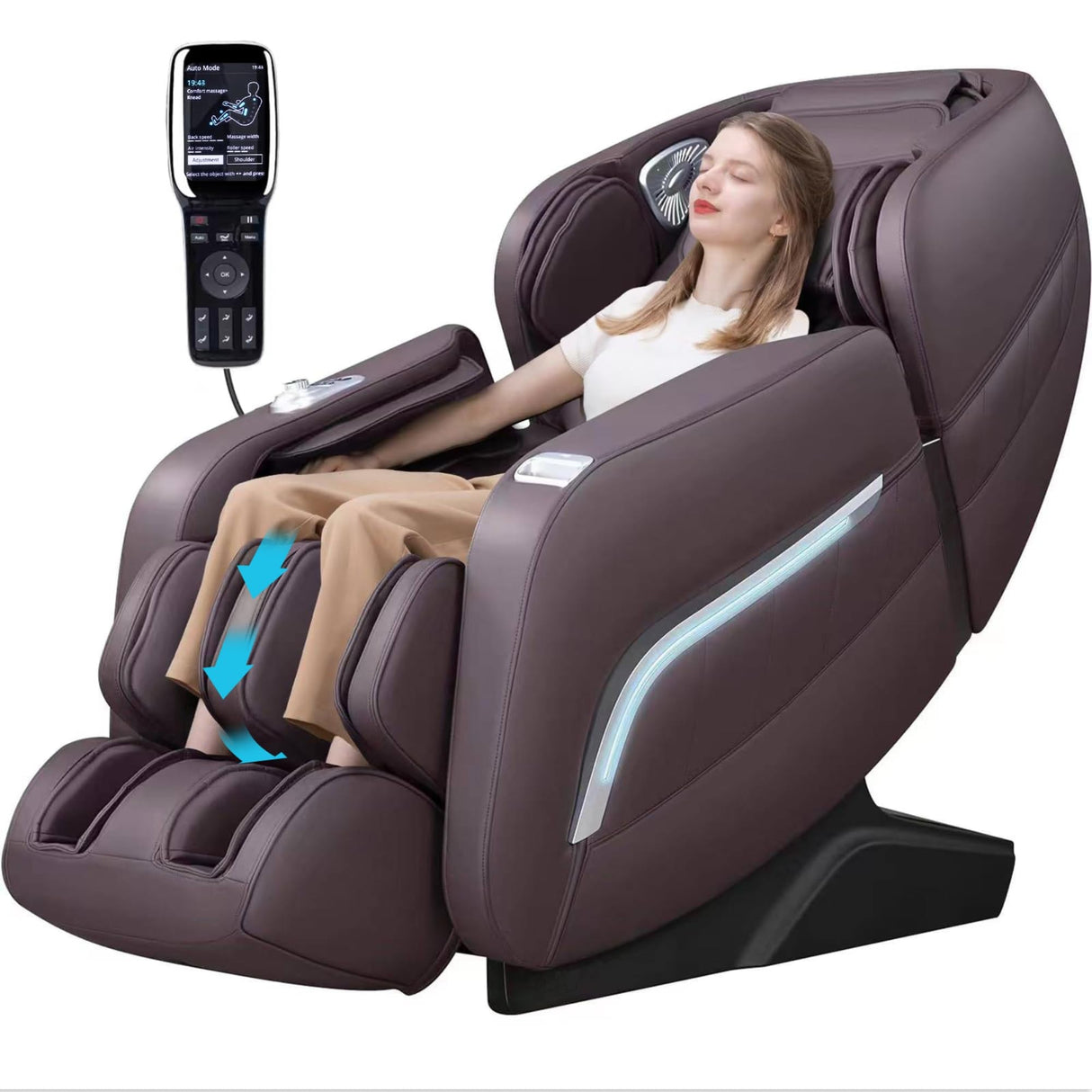 iRest A306 Massage Chair, Full Body Zero Gravity Recliner with AI Voice Control, SL Track, Bluetooth, Yoga Stretching, Foot Rollers, Airbags, Arm Rest, Cushion Availability, Heating (Brown) iRest
