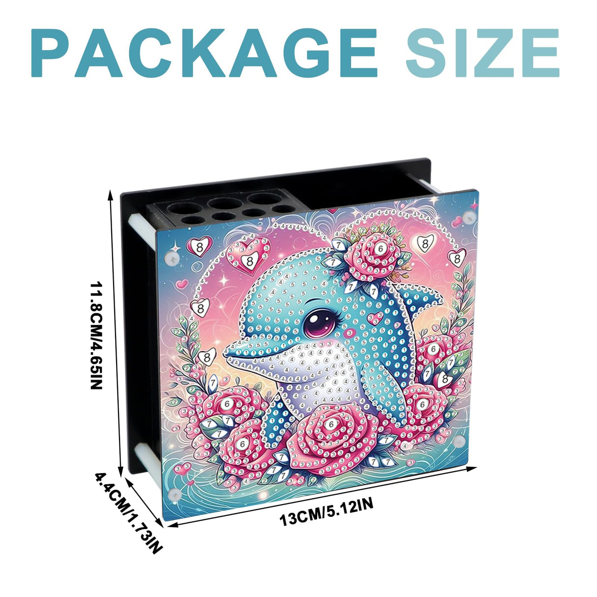 JZHYOAN Dolphin Diamond Art Pen Holder, DIY Diamond Pencil Storage, Study, Office Painting Special Pencil Box, Common Storage for Desks, Suitable for Study Rooms and Bedrooms JZHYOAN