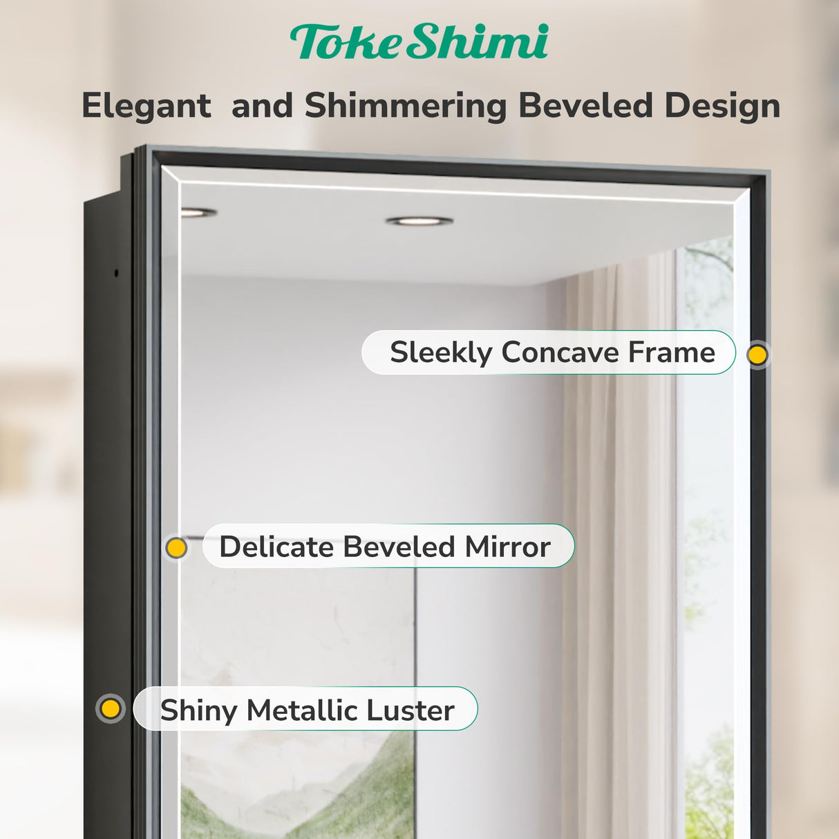 TokeShimi 16x24 Recessed Medicine Cabinet with Mirror, Black Bathroom Medicine Cabinet with Mirror, Bathroom Mirror with Storage, Beveled Aluminum Frame TokeShimi