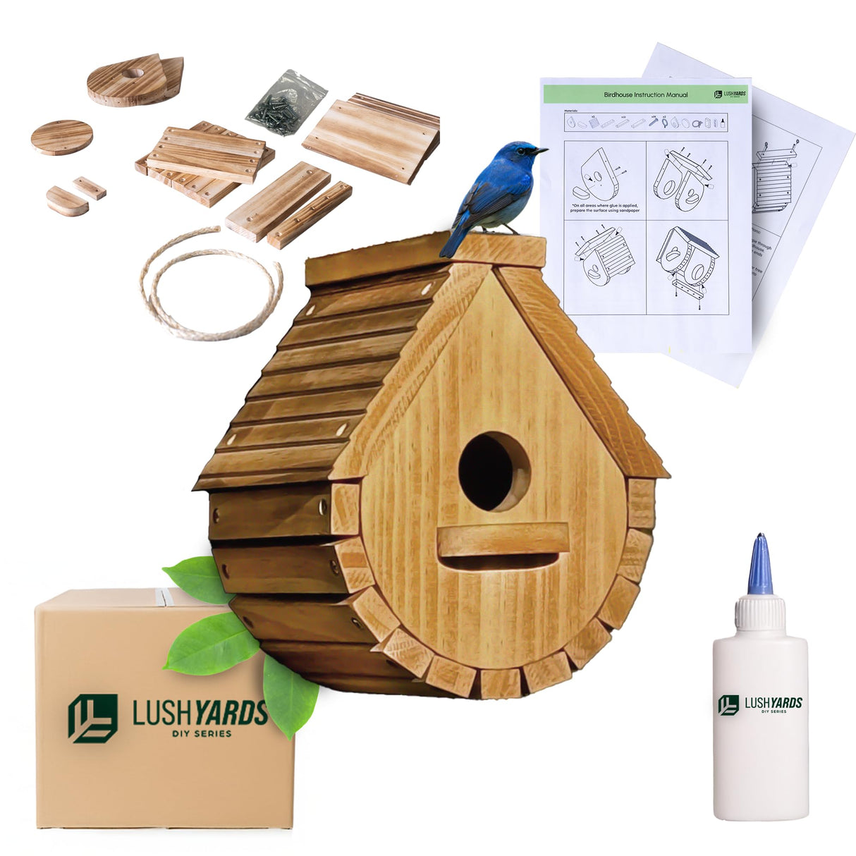 LushYards DIY Wooden Bird Houses for Outside | Hanging Bird House Kit for Adult | Build it Yourself Birdhouse | Build Your Own Birdhouse Building Kits for Adults | Wood Craft Kits for Adults to Build Generic