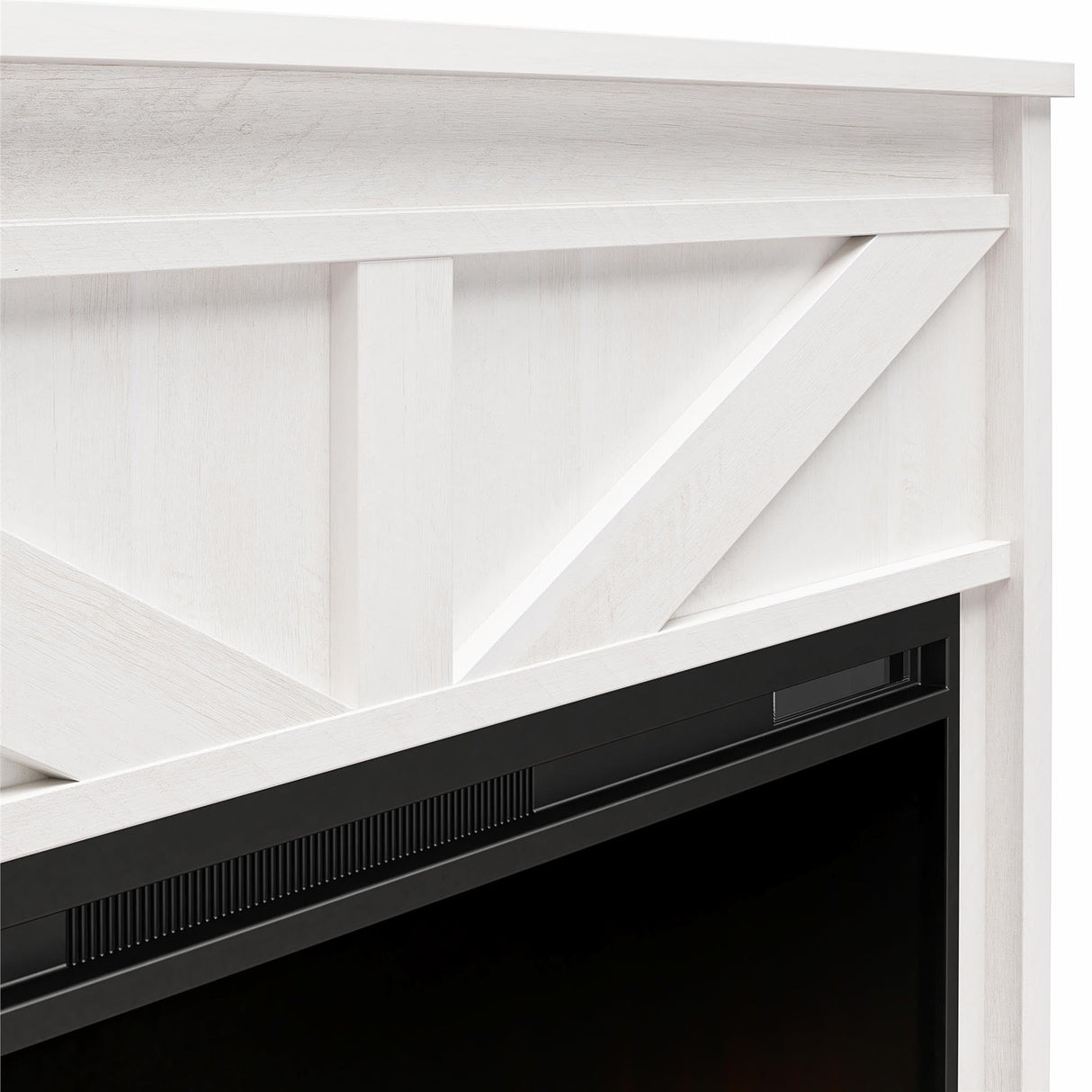 Ameriwood Home Farmington Wide Modern Farmhouse Mantel with Electric Fireplace, 49", Ivory Oak Ameriwood Home