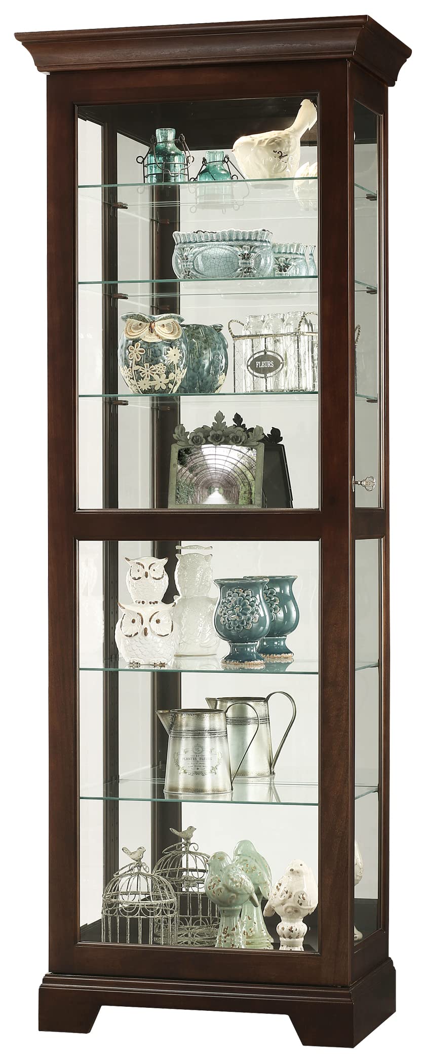 Howard Miller Martindale II Curio Cabinet II - Locking Slide Door, Metal Shelf Clips with Illuminated Espresso Finish Cabinets for Collectibles, Trophies, Home Decor, Living Room Or Dining Area Howard Miller