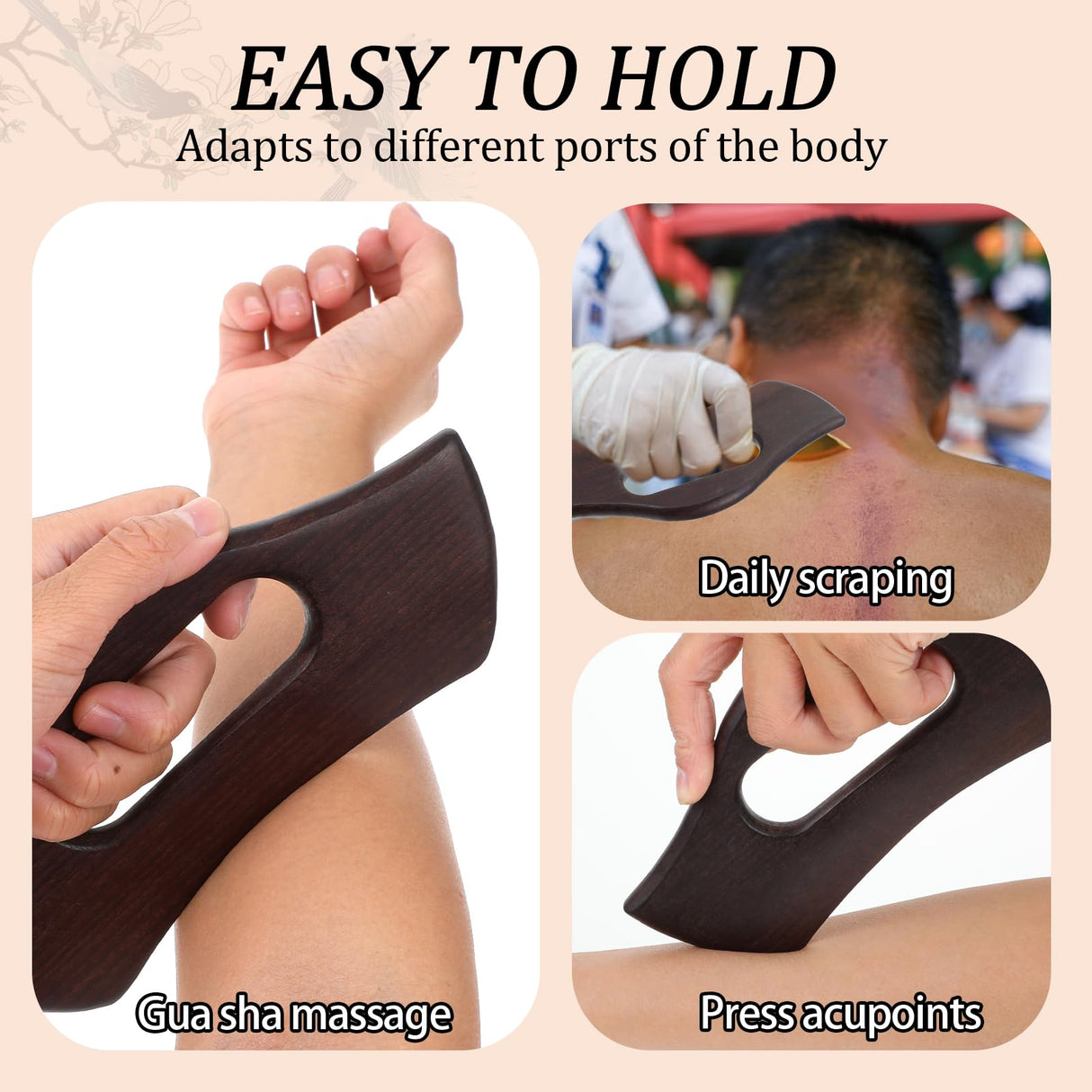 Nogeqi Wooden Lymphatic Drainage Massager, Wood Therapy Massage Tools, Body Gua Sha Tool, Manual Massage Scraper Tool, Muscle Scraper Tool for Anti Cellulite and Relieve Muscle Fatigue Nogeqi